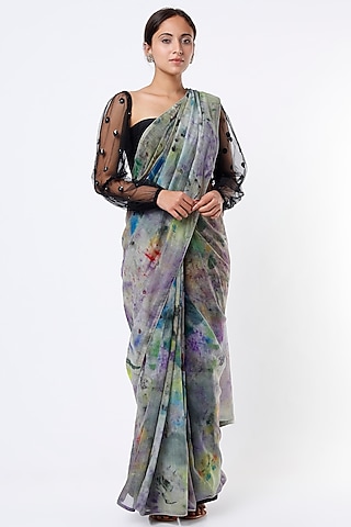 Multi-Colored Printed Saree by YAVI