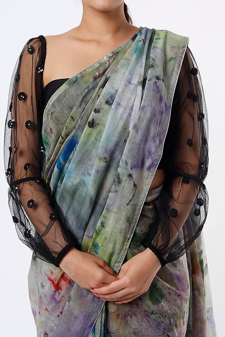Multi-Colored Printed Festive Saree by YAVI at Pernia's Pop Up Shop