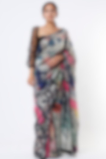 Multi-Colored Silk Printed Saree by YAVI