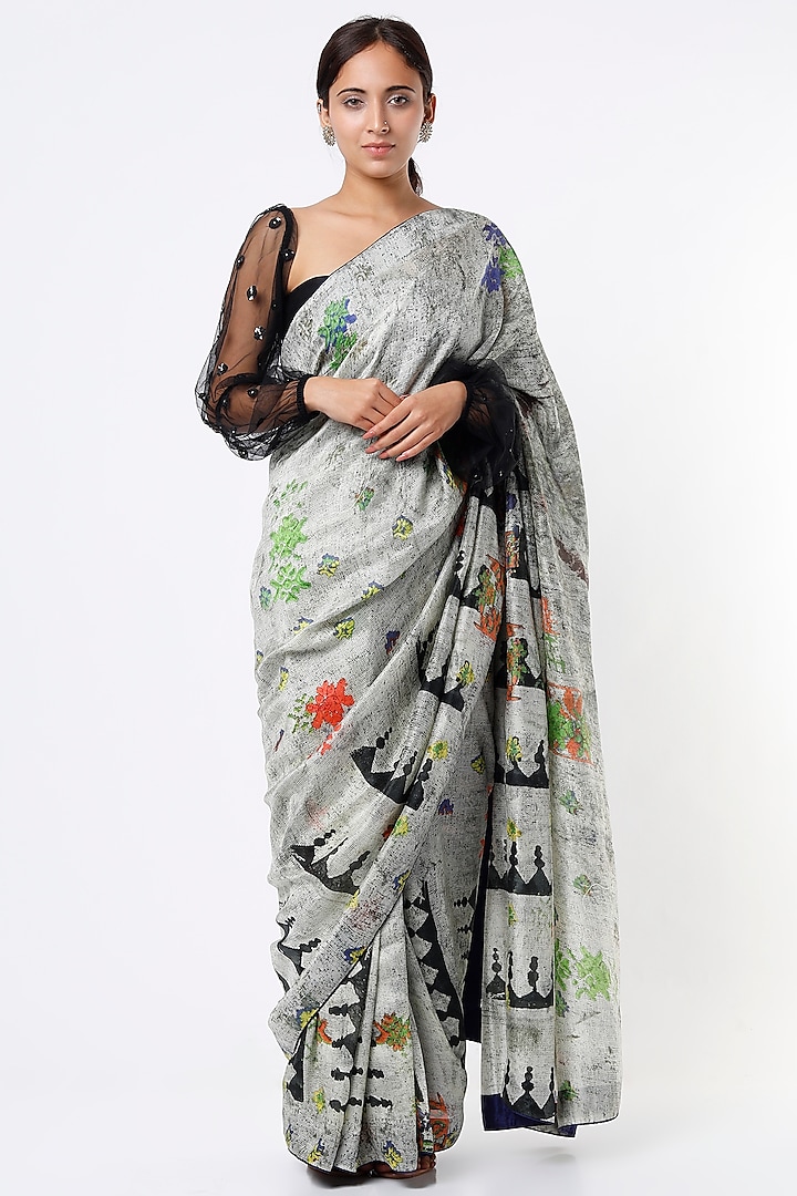Multi-Colored Silk Saree by YAVI