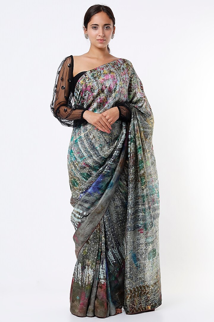 Multi-Colored Saree With Print by YAVI