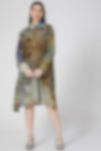 Brown Digital Printed Dress by YAVI