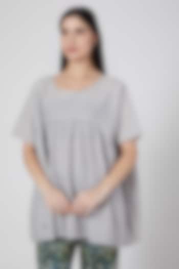 Grey Handwoven Khadi Cotton Top by YAVI