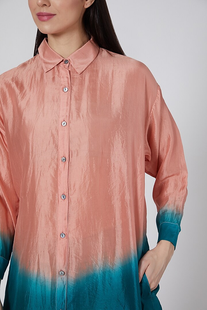 Peach Ombre Summer Shirt Dress by YAVI at Pernia's Pop Up Shop