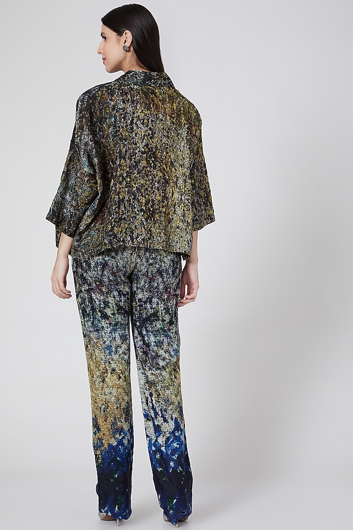 Olive Green Digital Printed Jacket by YAVI at Pernia's Pop Up Shop