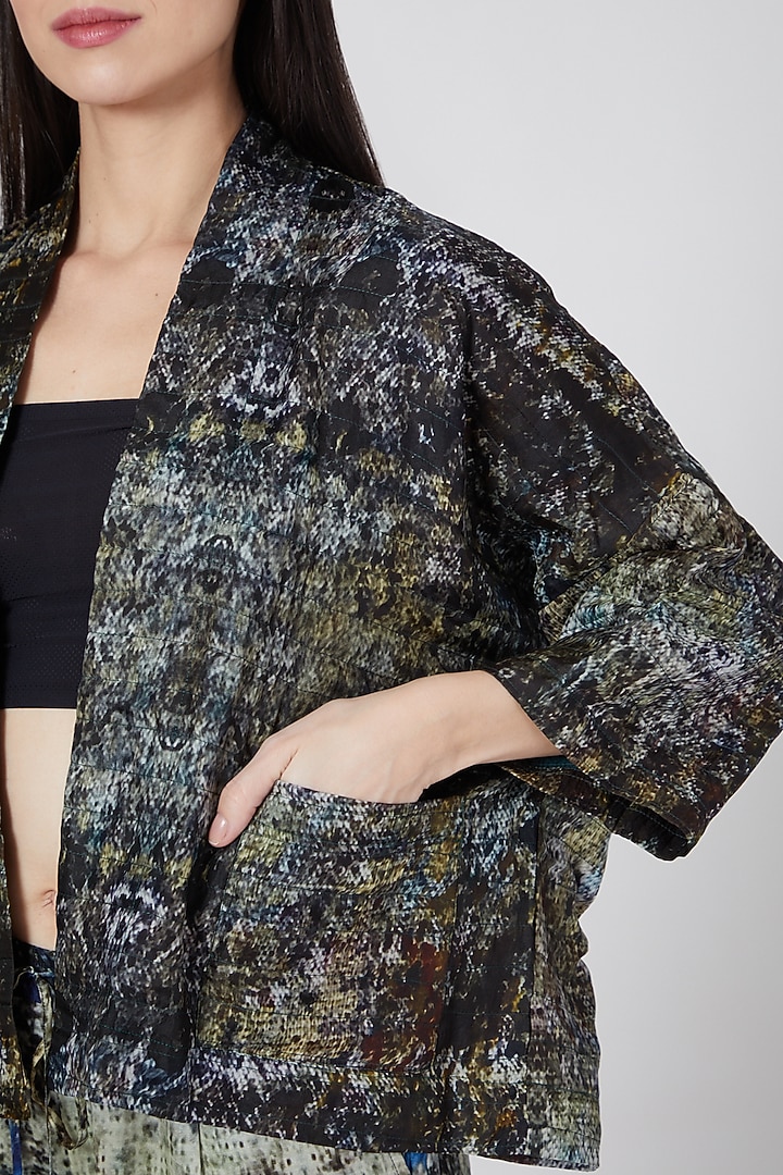 Olive Green Digital Printed Jacket by YAVI at Pernia's Pop Up Shop
