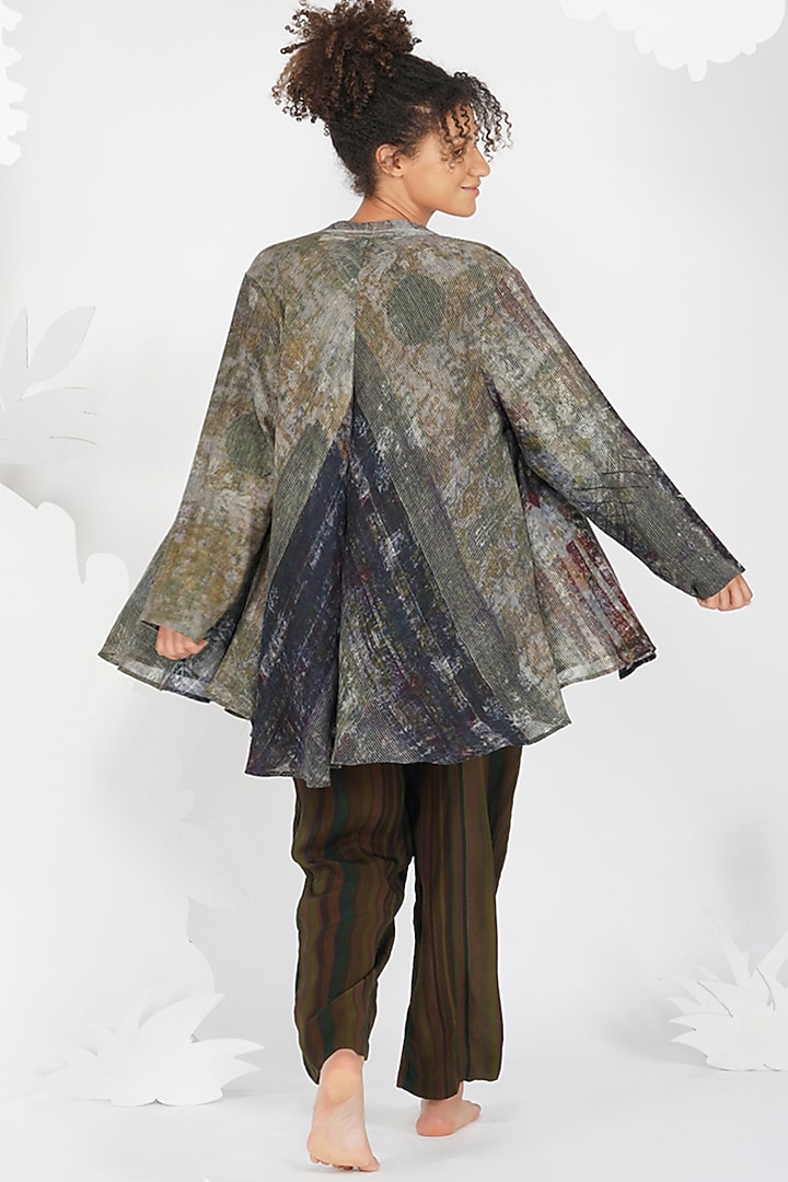 Brown-Grey & Black Digital Printed Top by YAVI at Pernia's Pop Up Shop