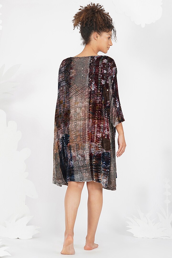 Brown-Grey & Black Digital Printed Vacation Dress by YAVI at Pernia's Pop Up Shop