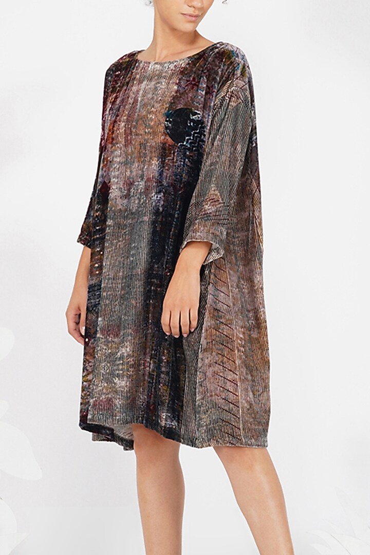 Brown-Grey & Black Digital Printed Vacation Dress by YAVI at Pernia's Pop Up Shop