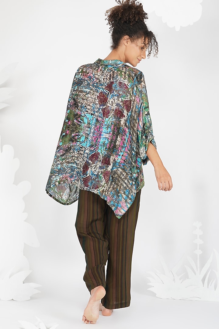 Brown-Grey Digital Printed Shirt by YAVI at Pernia's Pop Up Shop
