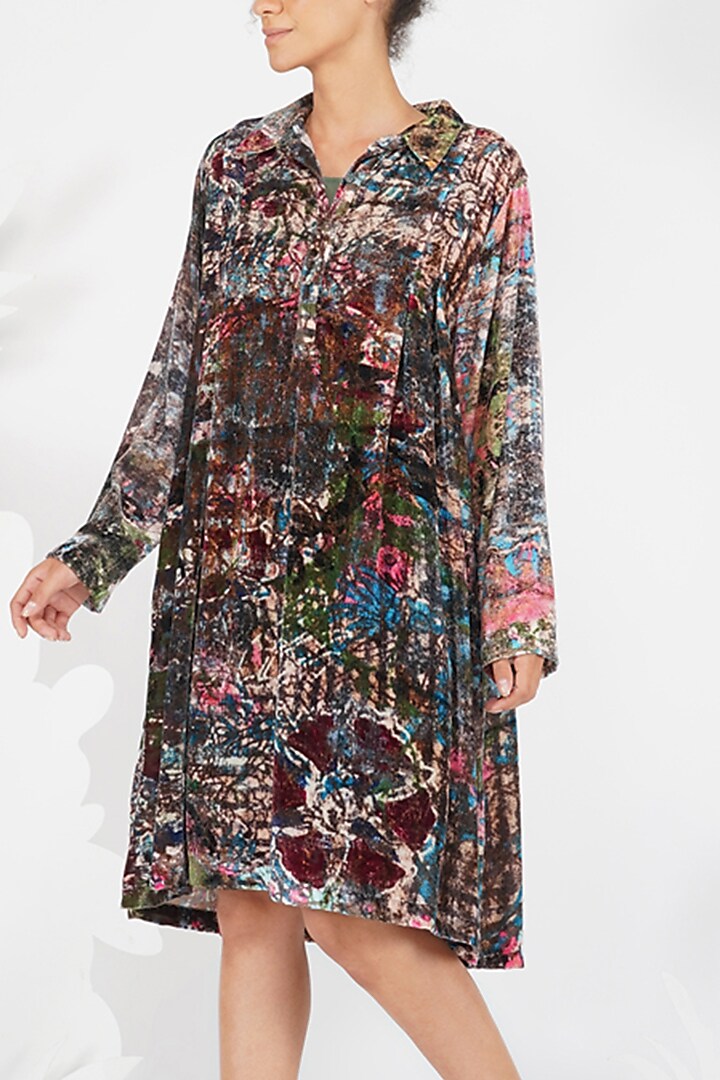 Brown-Grey Digital Printed Vacation Dress by YAVI at Pernia's Pop Up Shop