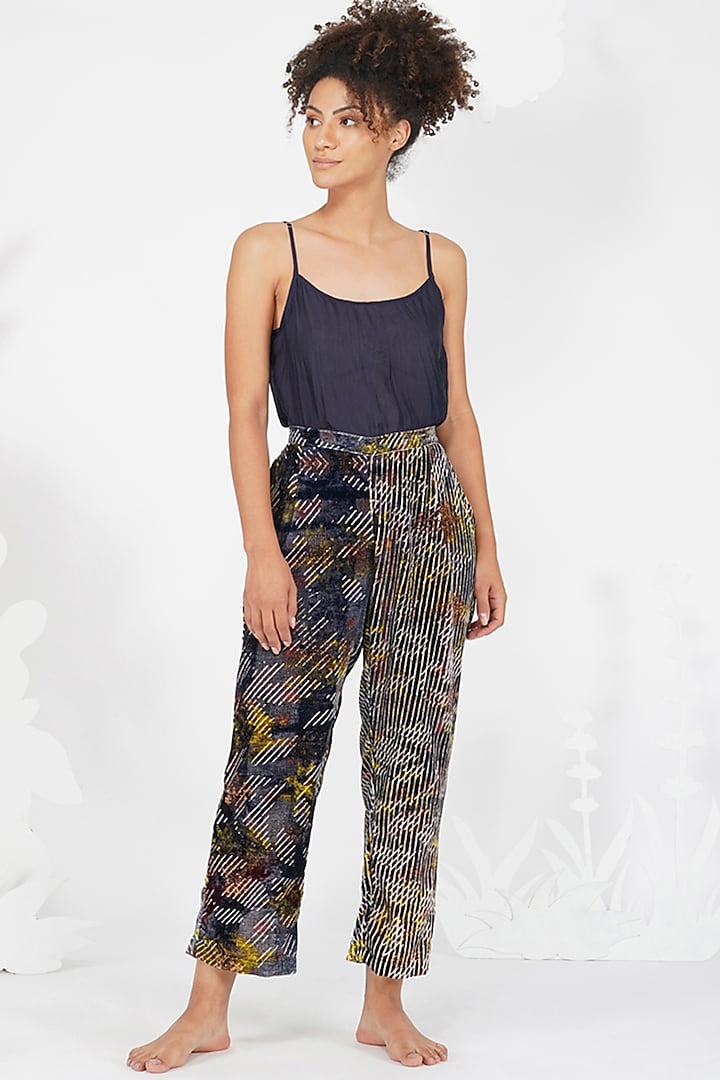 Brown-Grey Digital Printed Pants by YAVI at Pernia's Pop Up Shop