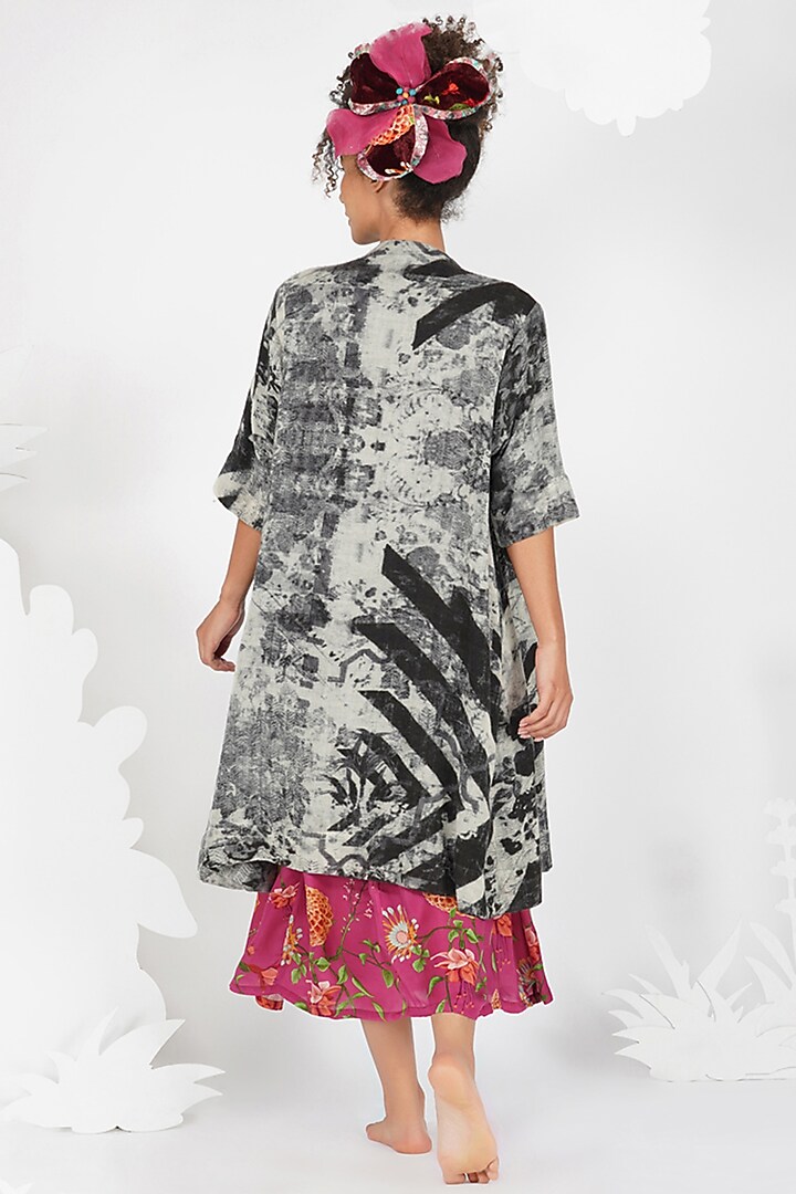 Black Digital Printed Button-Down Vacation Dress by YAVI at Pernia's Pop Up Shop
