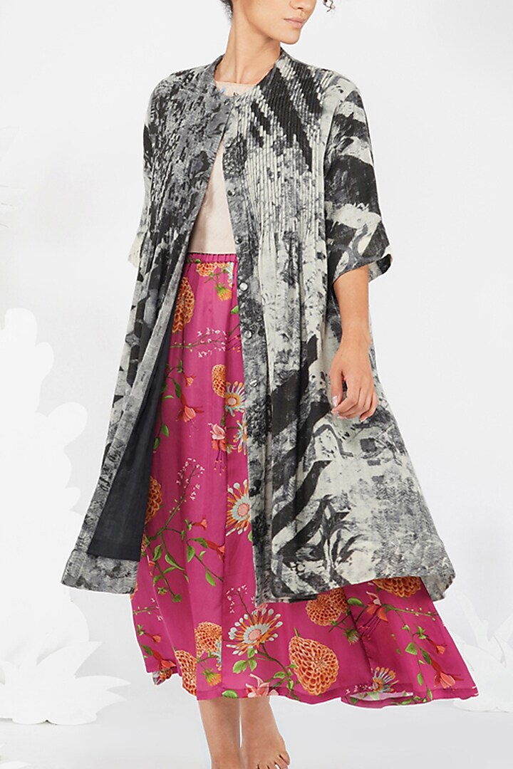 Black Digital Printed Button-Down Vacation Dress by YAVI at Pernia's Pop Up Shop