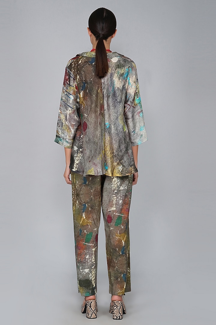 Grey Cotton Printed Pants by YAVI at Pernia's Pop Up Shop