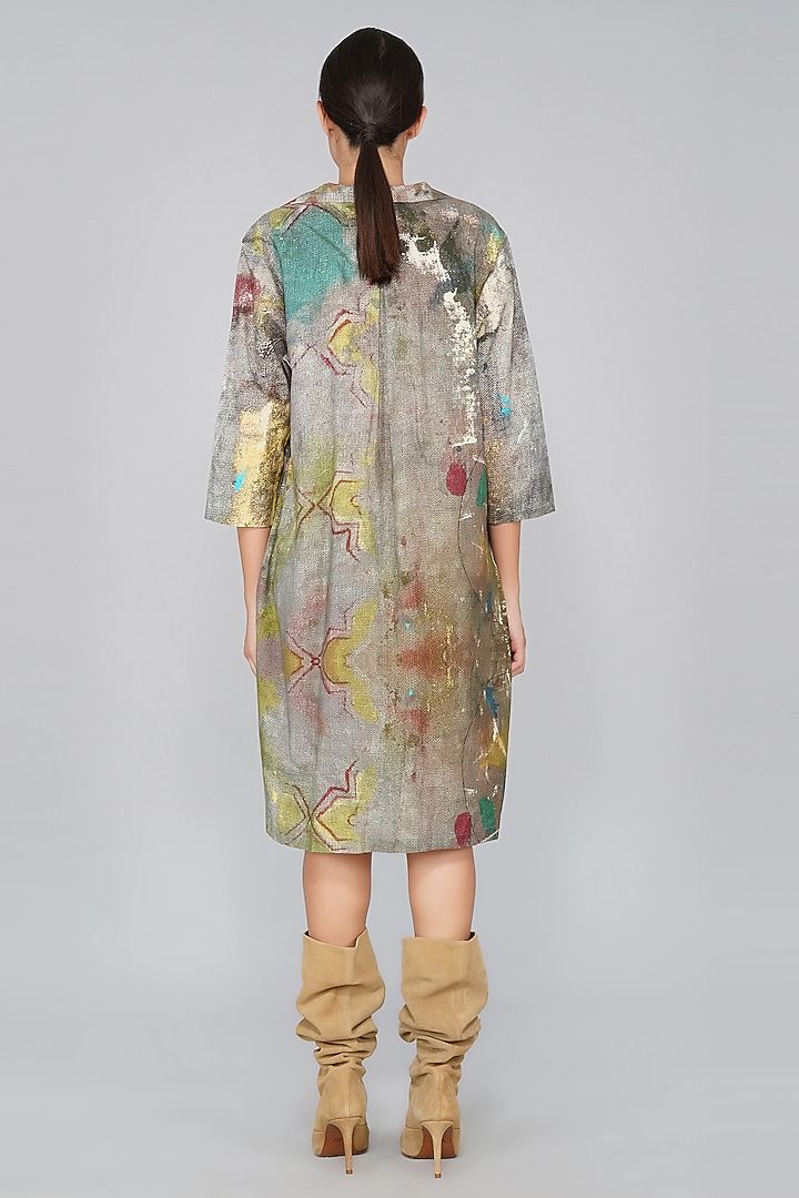 Grey Cotton Printed Summer Dress by YAVI at Pernia's Pop Up Shop
