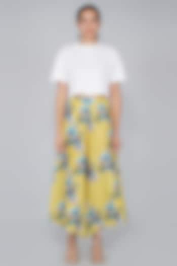 Yellow Floral Printed Palazzo Pants by YAVI at Pernia's Pop Up Shop