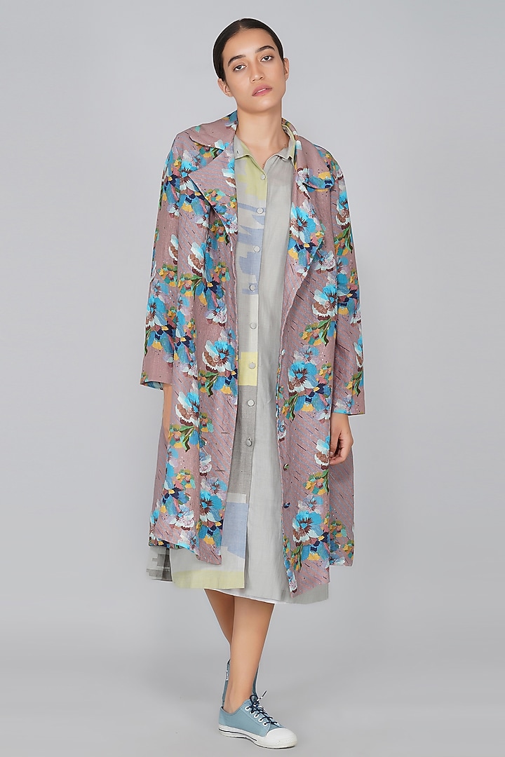 Pink Floral Printed Jacket by YAVI at Pernia's Pop Up Shop