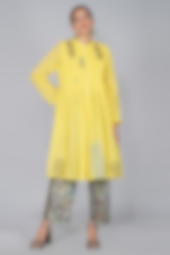 Yellow Button Down Gathered Tunic by YAVI at Pernia's Pop Up Shop