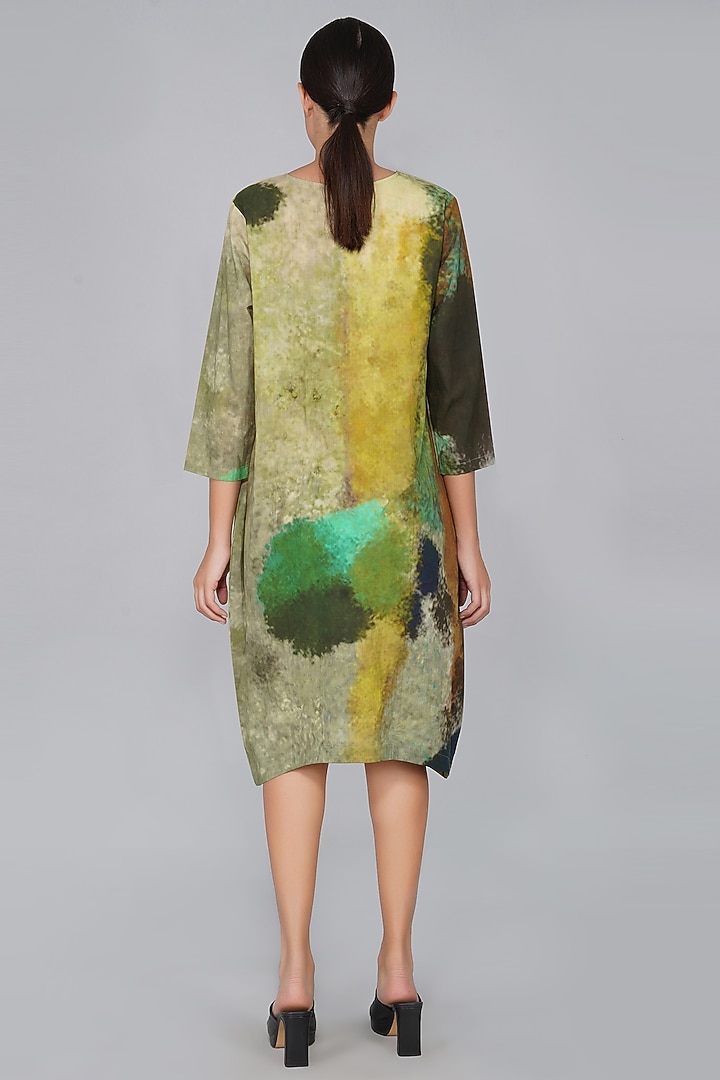 Green Cotton Printed Summer Dress by YAVI at Pernia's Pop Up Shop