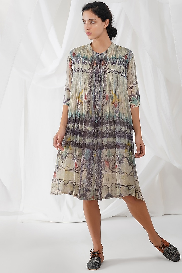 Multi-Colored Chanderi Silk Tunic by YAVI at Pernia's Pop Up Shop