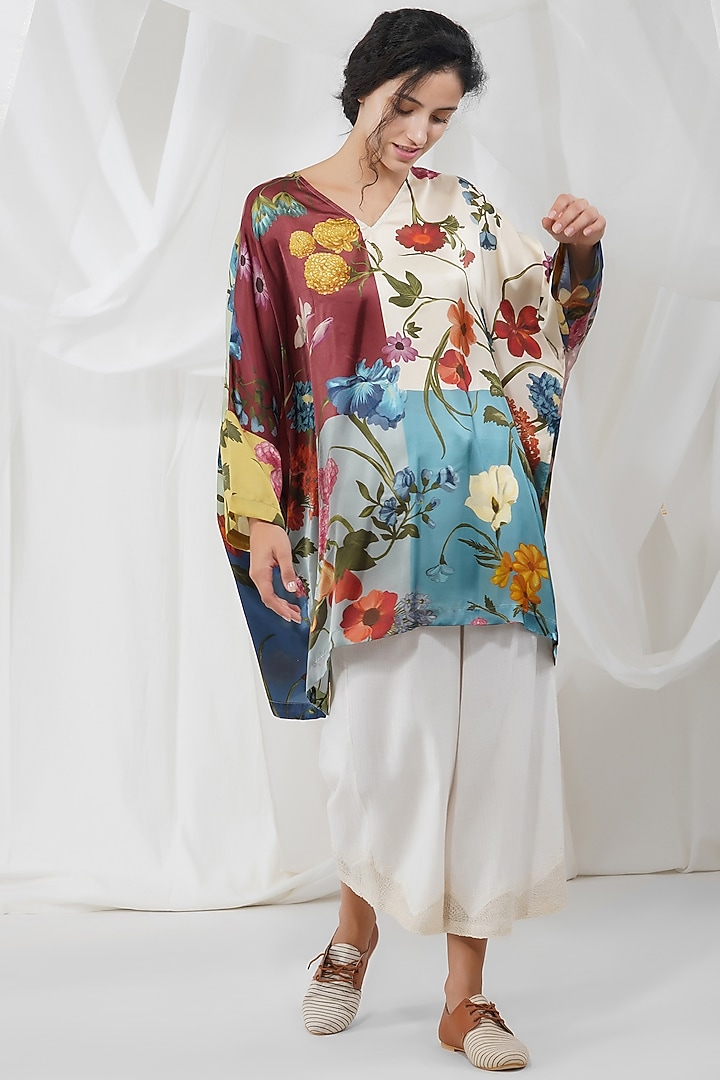 Multi-Colored Cupro Printed Top by YAVI at Pernia's Pop Up Shop