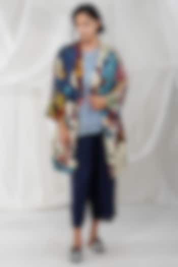 Multi-Colored Habutai Silk Jacket by YAVI