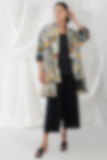 Grey Linen Reversible Jacket by YAVI