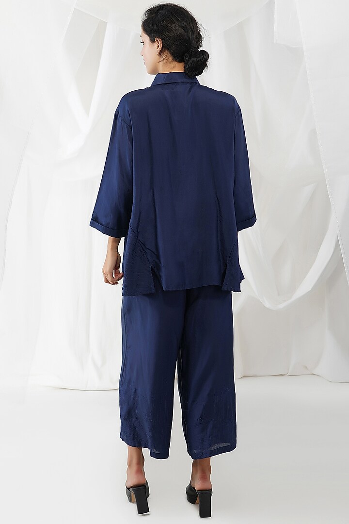 Deep Indigo Silk Shirt by YAVI at Pernia's Pop Up Shop