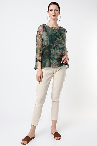 Emerald Green Printed Top by YAVI