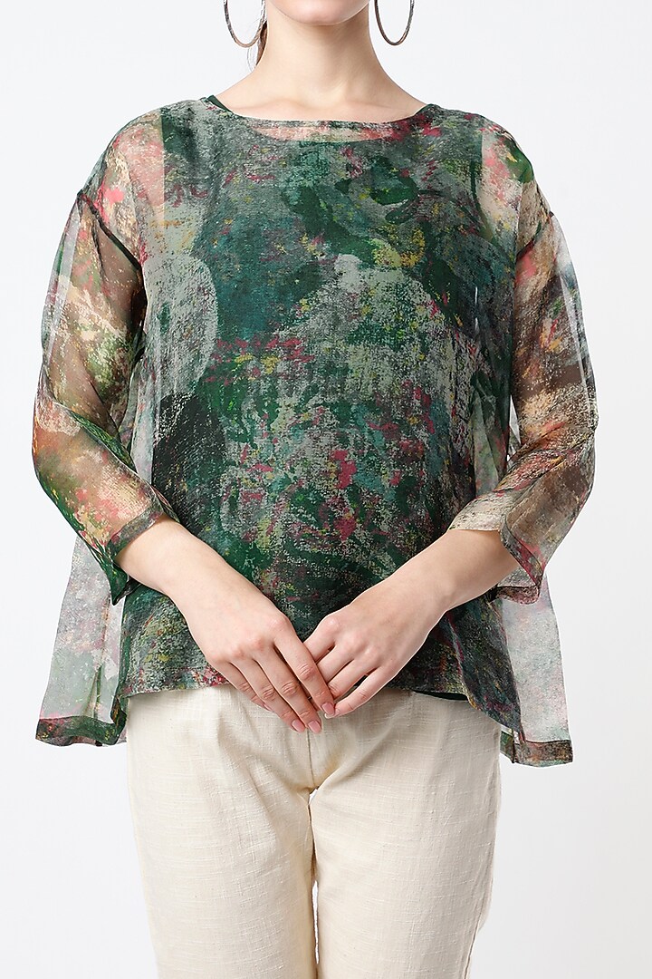 Emerald Green Printed Top by YAVI at Pernia's Pop Up Shop