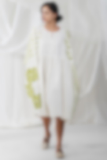 White & Yellow Khadi Printed Dress by YAVI