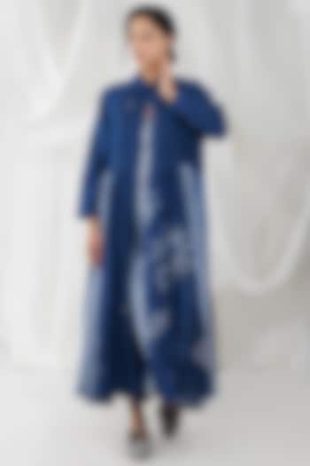 Navy Blue Shibori Dyed Dress by YAVI