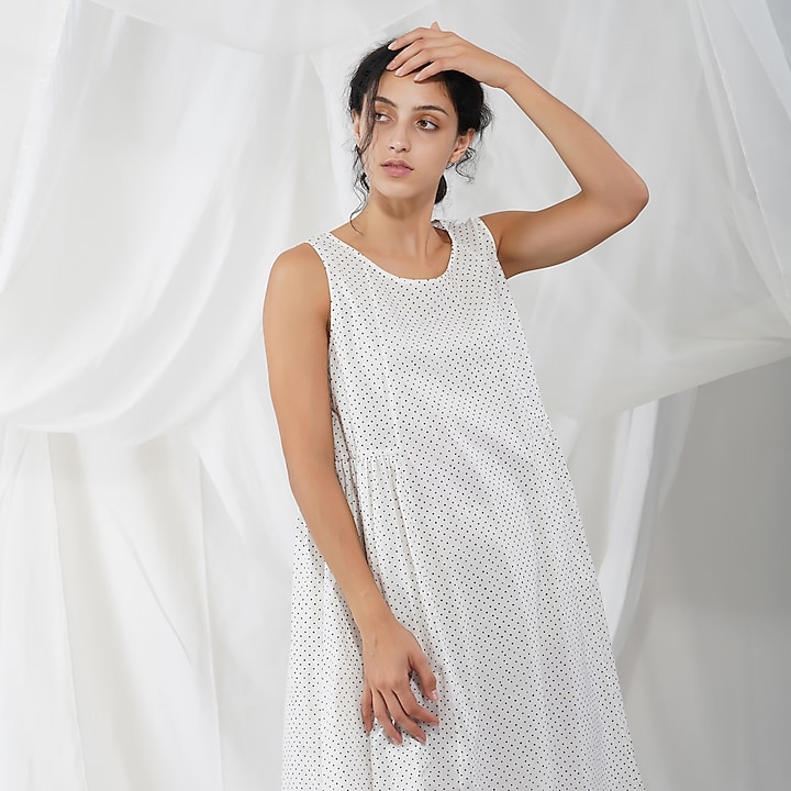White Printed Dress by YAVI