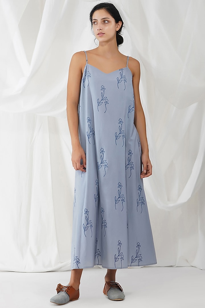 Powder Blue Printed Dress by YAVI