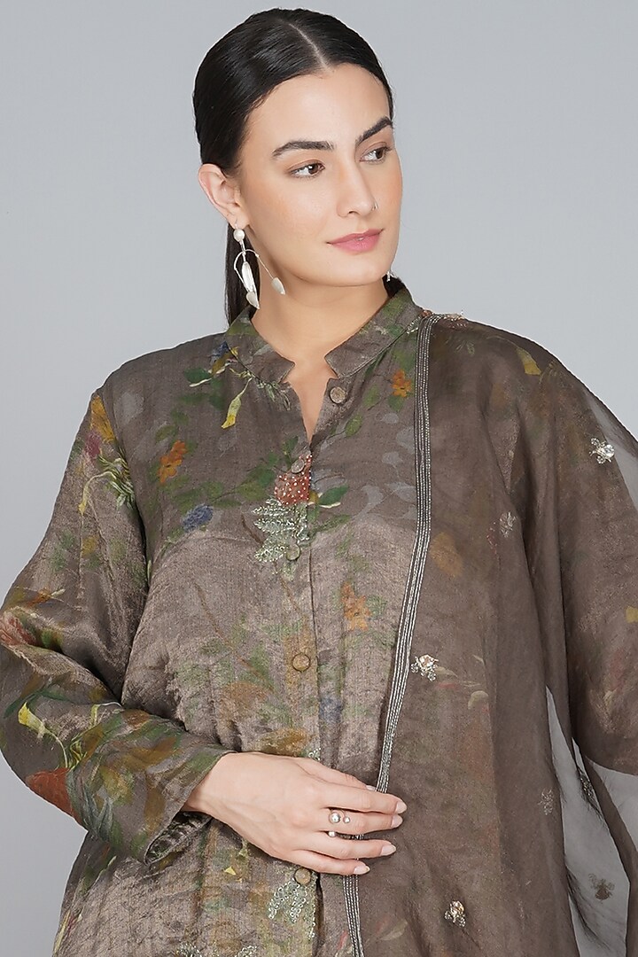 Silver & Grey Ombre Printed Vacation Dress by YAVI at Pernia's Pop Up Shop
