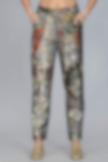 Silver & Grey Digital Printed Pants by YAVI