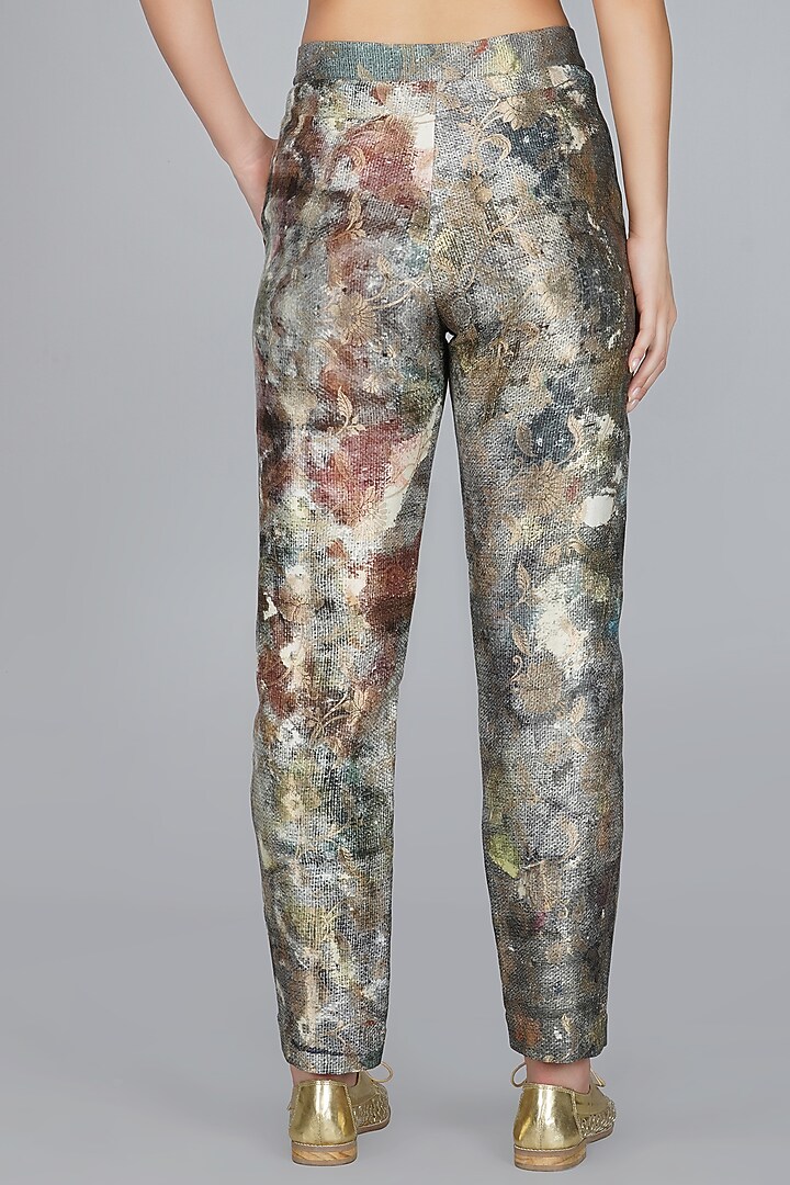 Silver & Grey Digital Printed Pants by YAVI at Pernia's Pop Up Shop