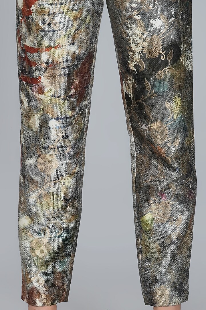 Silver & Grey Digital Printed Pants by YAVI at Pernia's Pop Up Shop