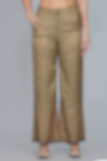 Gold Cotton Silk Pants by YAVI at Pernia's Pop Up Shop