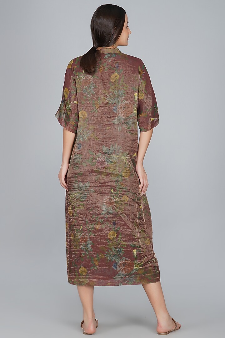 Copper Floral Printed Summer Dress by YAVI at Pernia's Pop Up Shop