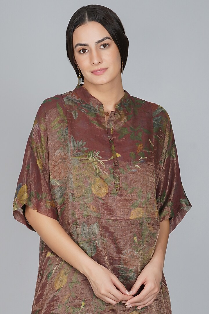 Copper Floral Printed Summer Dress by YAVI at Pernia's Pop Up Shop