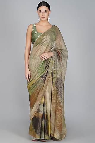 Copper Digital Printed Saree by YAVI