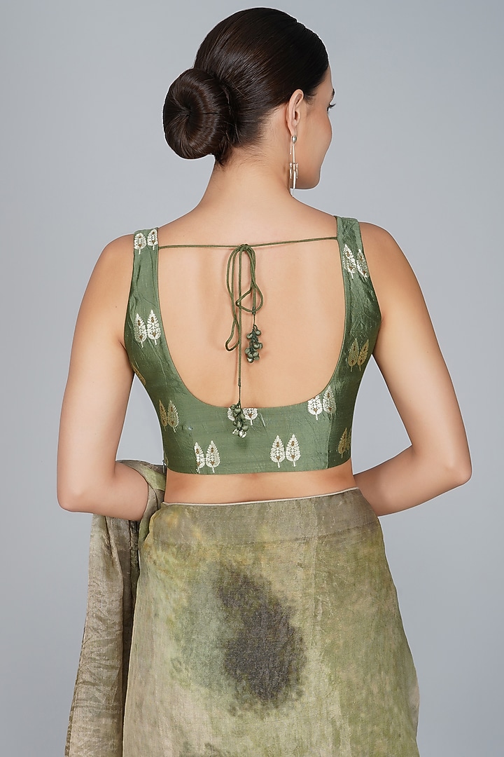 Olive Green Digital Printed Blouse by YAVI at Pernia's Pop Up Shop