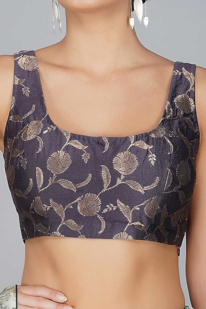 Greyish Purple Digital Printed Blouse by YAVI at Pernia's Pop Up Shop