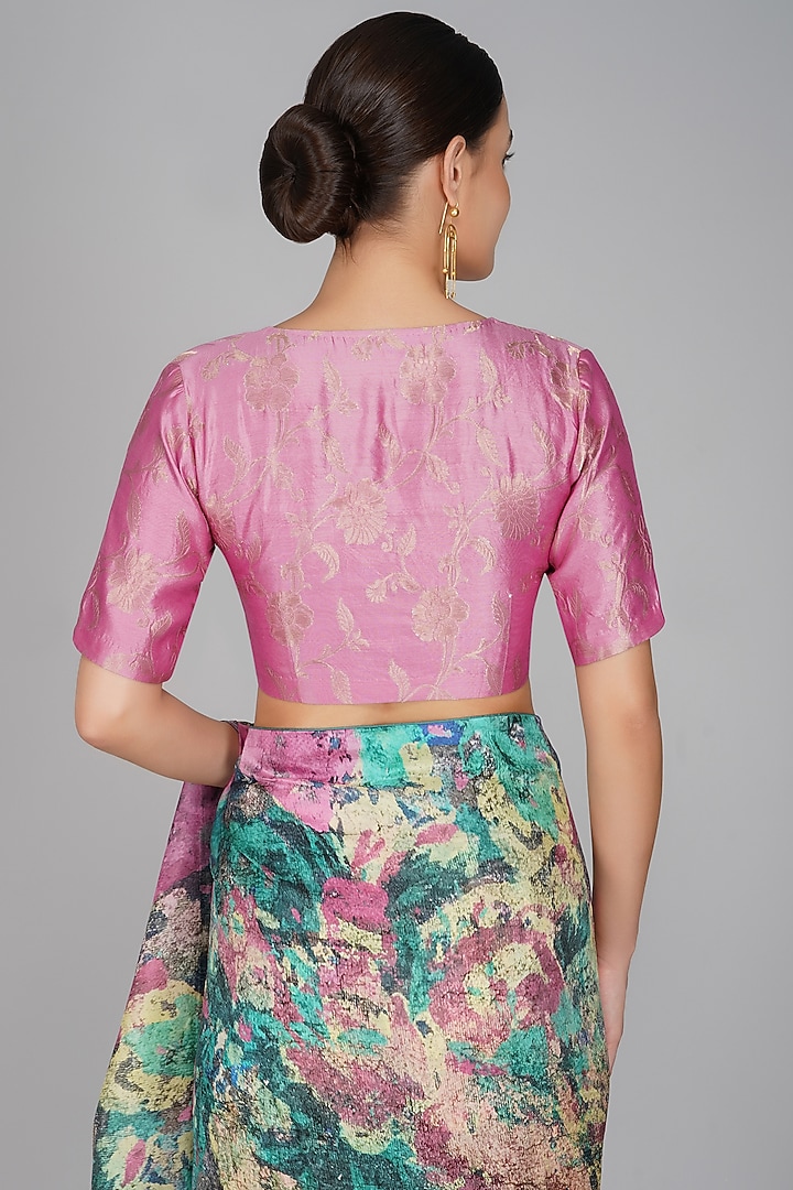 Pale Plum Silk Brocade Blouse by YAVI at Pernia's Pop Up Shop