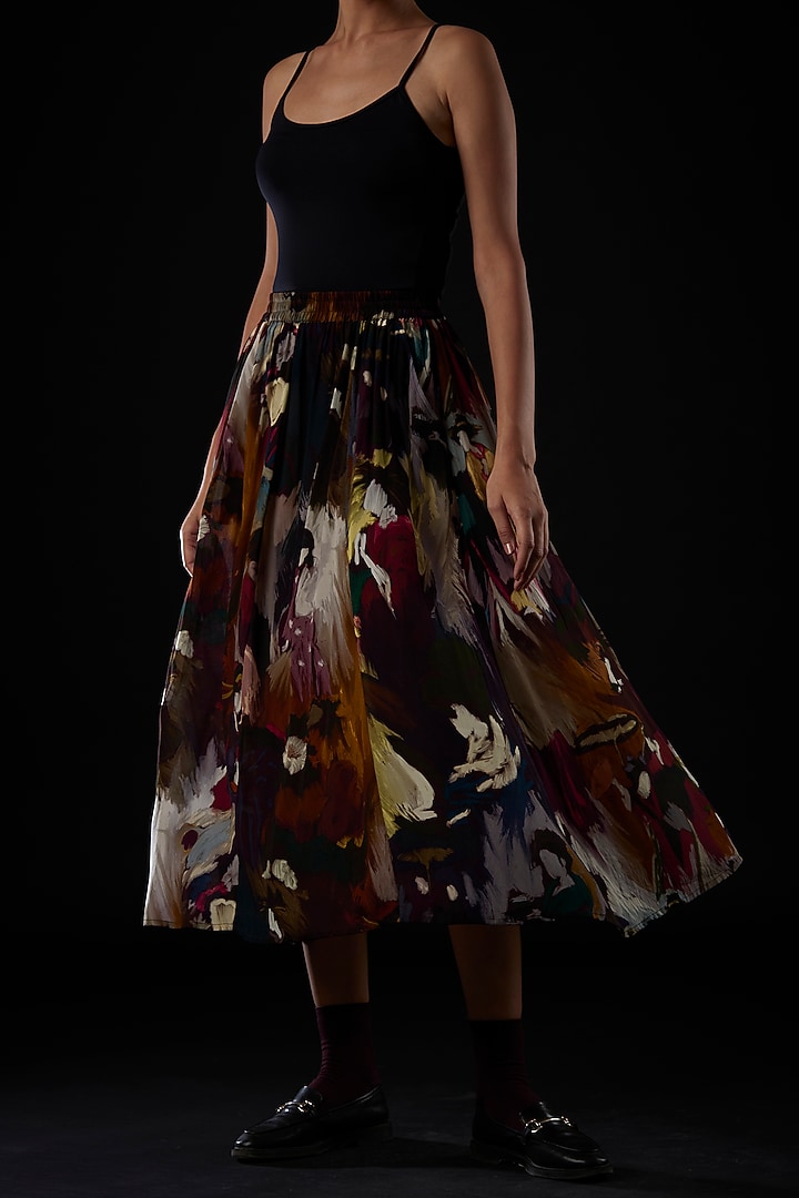 Multi-Coloured Viscose Crepe Skirt by YAVI at Pernia's Pop Up Shop