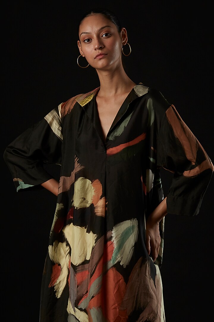 yavi silk dress YAVI SILK SHIRT COLLAR DRESS BLACK Colmers Hill Fashion | Independent Women's Boutique