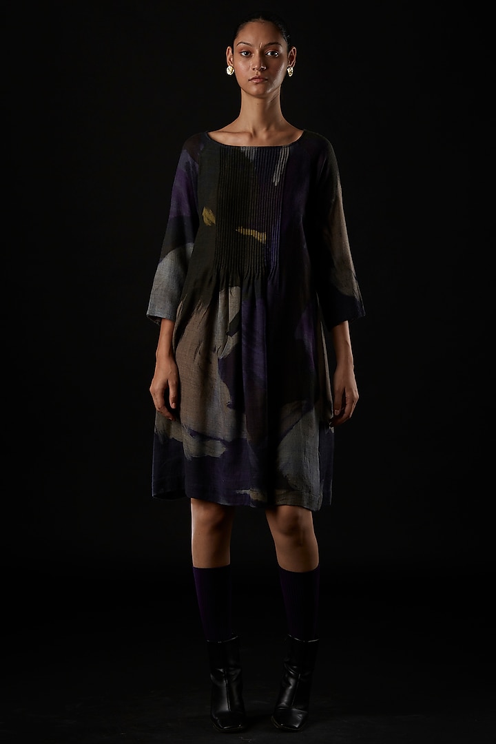 Multi-Coloured Wool A-line Dress by YAVI at Pernia's Pop Up Shop