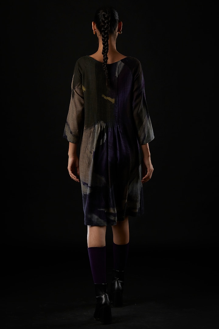 Multi-Coloured Wool A-line Vacation Dress by YAVI at Pernia's Pop Up Shop